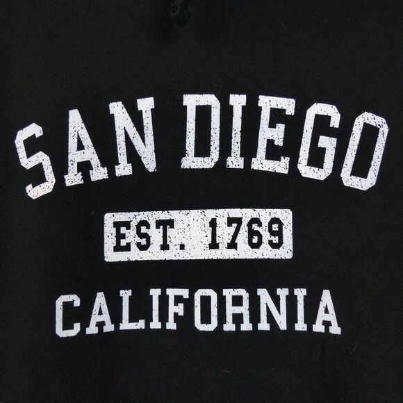 San Diego California Hoodie Sweater XL Black Graphic Pullover EST.1769 Souvenir - Picture 4 of 9